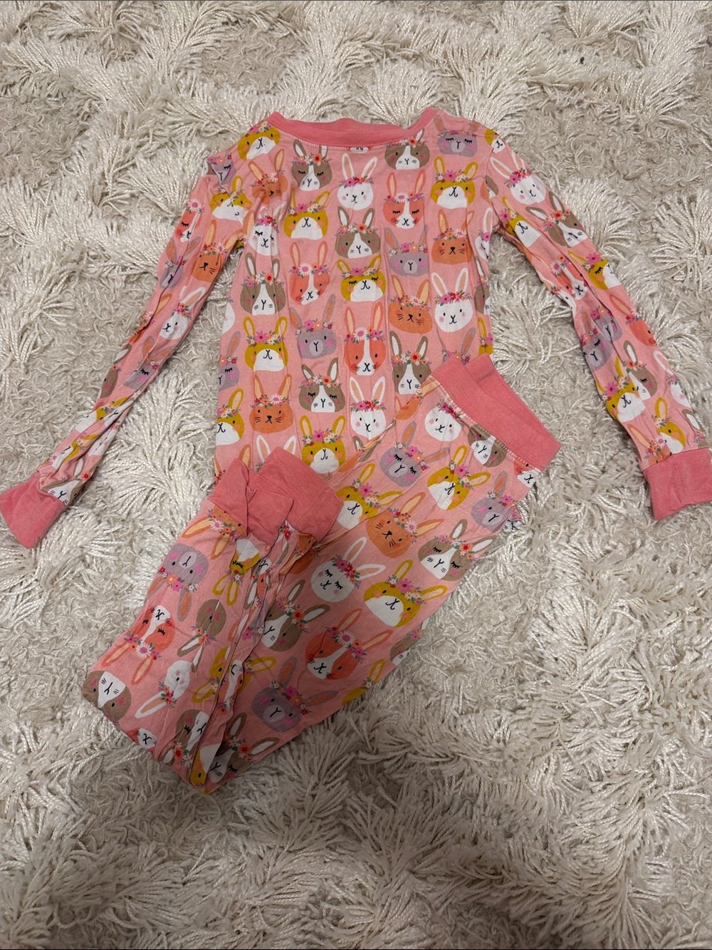 Little Sleepies Pink Bunny Face Cotton Pajama Set